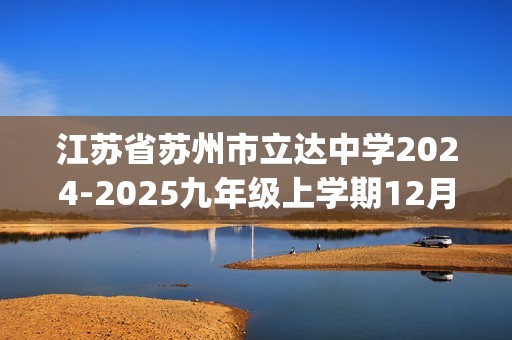 江苏省苏州市立达中学2024-2025九年级上学期12月月考化学试题(图片版无答案)