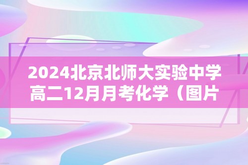 2024北京北师大实验中学高二12月月考化学（图片版含答案）