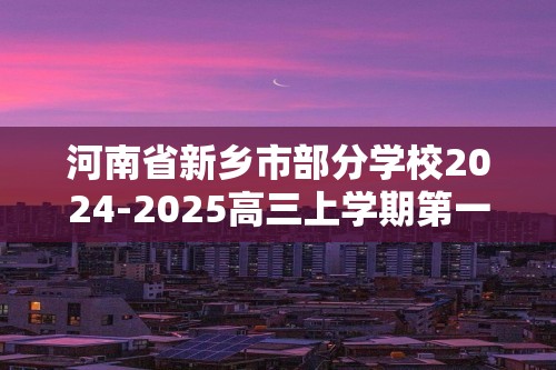 河南省新乡市部分学校2024-2025高三上学期第一次模拟考试（一模）化学试题（无答案）