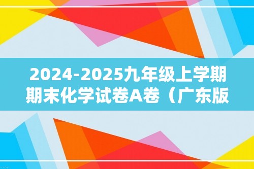 2024-2025九年级上学期期末化学试卷A卷（广东版）