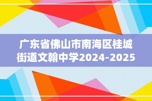 广东省佛山市南海区桂城街道文翰中学2024-2025九年级上学期12月月考化学试题(图片版,无答案)