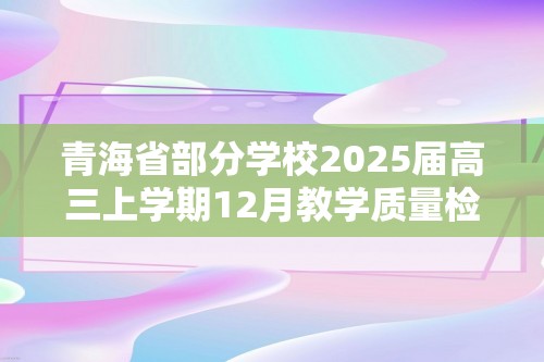 青海省部分学校2025届高三上学期12月教学质量检测化学试卷（答案）