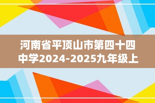 河南省平顶山市第四十四中学2024-2025九年级上学期第二次段考化学试卷(图片版无答案）