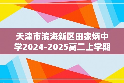 天津市滨海新区田家炳中学2024-2025高二上学期12月月考化学试卷（答案）