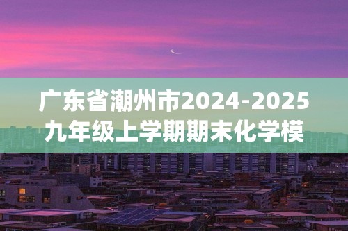 广东省潮州市2024-2025九年级上学期期末化学模拟练习（1-8单元）(答案)