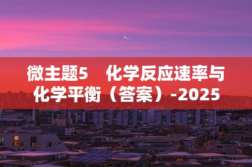 微主题5　化学反应速率与化学平衡（答案）-2025高考化学 保分练　微主题强化（含解析）