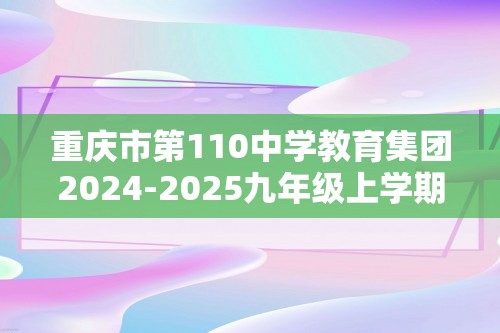 重庆市第110中学教育集团2024-2025九年级上学期12月月考化学试卷（图片版含答案）