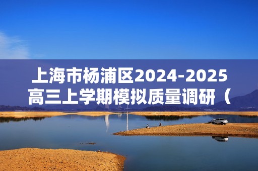 上海市杨浦区2024-2025高三上学期模拟质量调研（一模）考试 化学试题（图片版无答案）