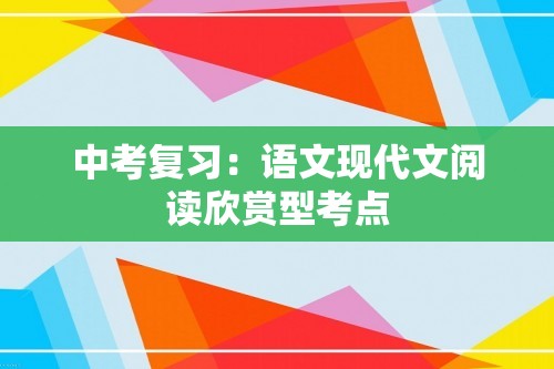 中考复习：语文现代文阅读欣赏型考点