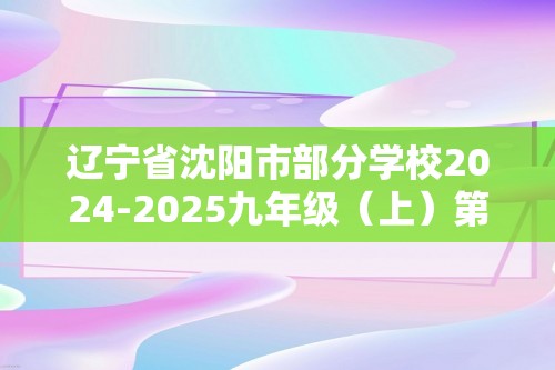 辽宁省沈阳市部分学校2024-2025九年级（上）第二次月考化学试卷（答案）