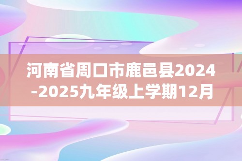 河南省周口市鹿邑县2024-2025九年级上学期12月月考化学试题(图片版,无答案)