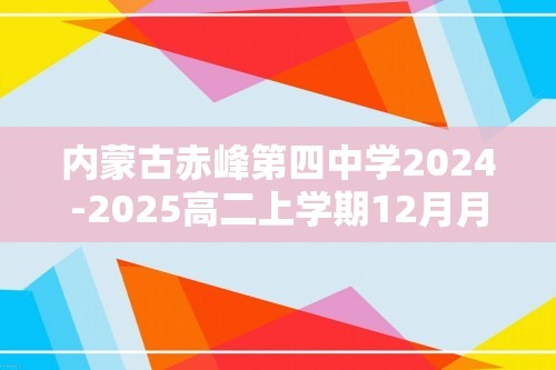 内蒙古赤峰第四中学2024-2025高二上学期12月月考化学试卷（图片版含答案）