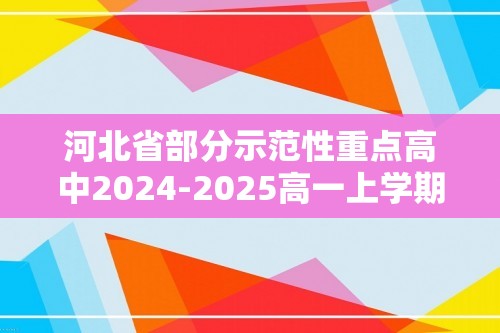 河北省部分示范性重点高中2024-2025高一上学期12月考试化学试题（ 含答案）