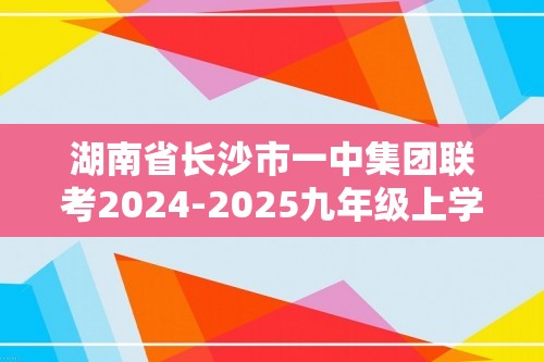 湖南省长沙市一中集团联考2024-2025九年级上学期期中考试化学试题