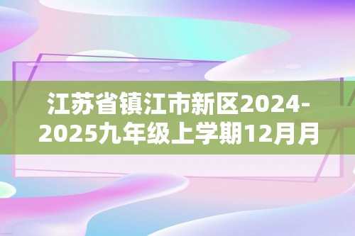 江苏省镇江市新区2024-2025九年级上学期12月月考化学试卷（无答案）