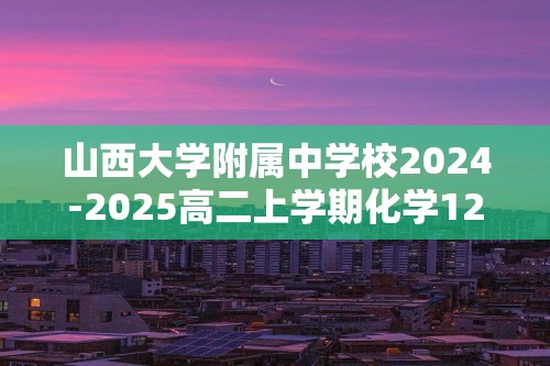 山西大学附属中学校2024-2025高二上学期化学12月月考试题（答案）