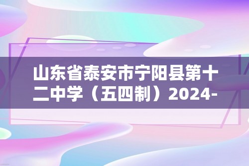 山东省泰安市宁阳县第十二中学（五四制）2024-2025八年级上学期第二次月考化学试题（图片版无答案）