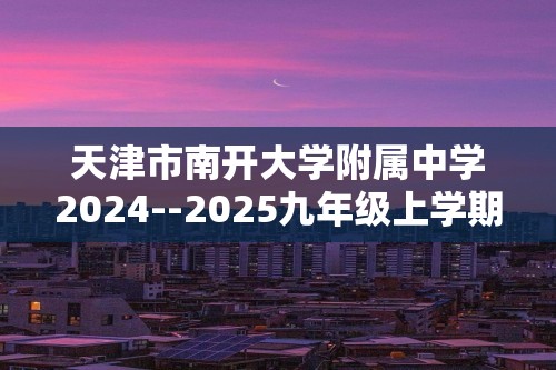 天津市南开大学附属中学2024--2025九年级上学期第二次月考化学试卷（图片版无答案）