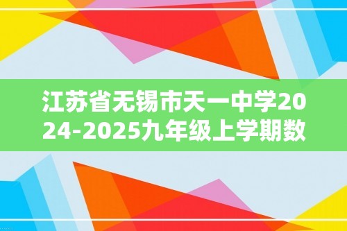 江苏省无锡市天一中学2024-2025九年级上学期数学期末模拟试卷（含答案）