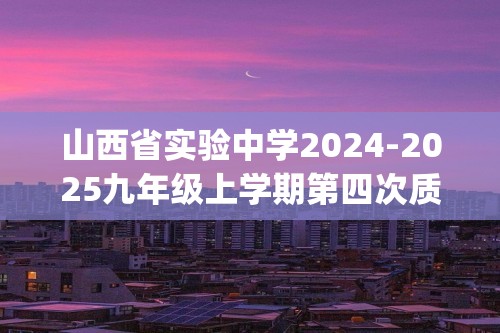 山西省实验中学2024-2025九年级上学期第四次质量检测化学试卷(图片版,无答案)