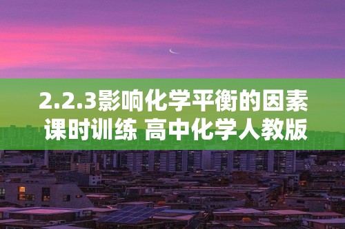 2.2.3影响化学平衡的因素 课时训练 高中化学人教版选择性必修1（含解析）