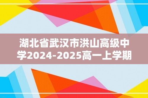 湖北省武汉市洪山高级中学2024-2025高一上学期9月考试化学试卷（答案）