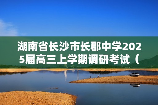 湖南省长沙市长郡中学2025届高三上学期调研考试（一）化学试题（答案）