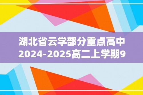 湖北省云学部分重点高中2024-2025高二上学期9月联考化学试卷(无答案）