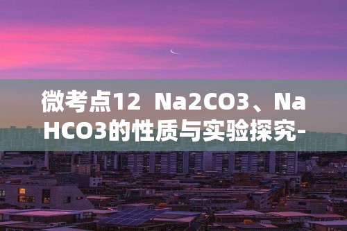 微考点12  Na2CO3、NaHCO3的性质与实验探究-2024~2025高一化学易混易错微考点（人教版2019必修第一册）