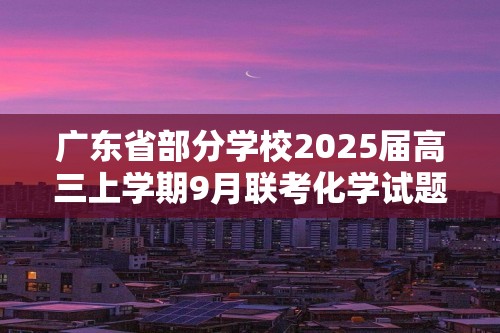 广东省部分学校2025届高三上学期9月联考化学试题（答案）