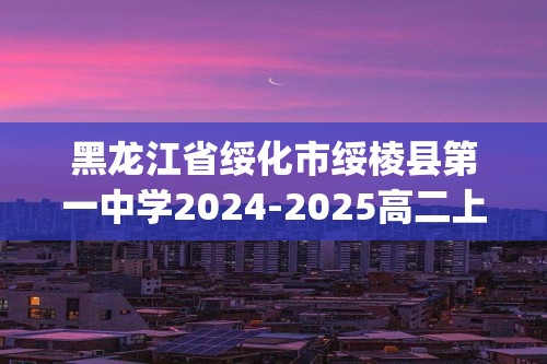 黑龙江省绥化市绥棱县第一中学2024-2025高二上学期9月月考化学试题(无答案)