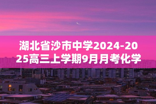 湖北省沙市中学2024-2025高三上学期9月月考化学试题  （含解析）