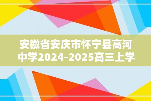 安徽省安庆市怀宁县高河中学2024-2025高三上学期10月月考化学试题（答案）