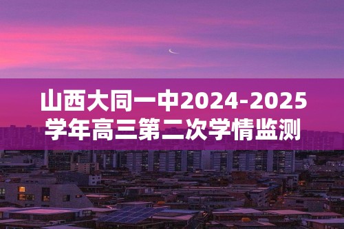 山西大同一中2024-2025学年高三第二次学情监测试题及答案汇总