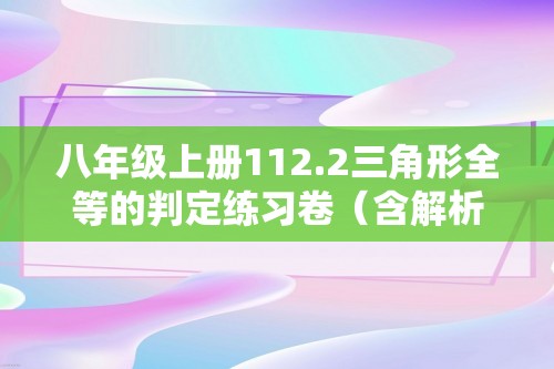 八年级上册112.2三角形全等的判定练习卷（含解析）