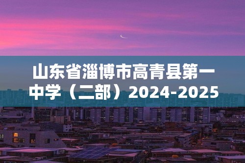 山东省淄博市高青县第一中学（二部）2024-2025高二上学期10月份月考 化学试题（答案）