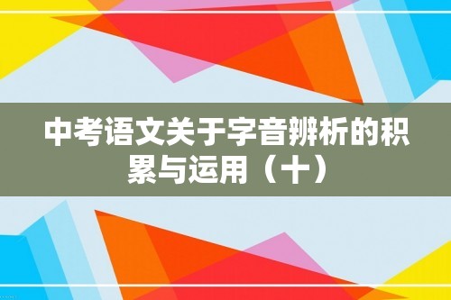 中考语文关于字音辨析的积累与运用（十）