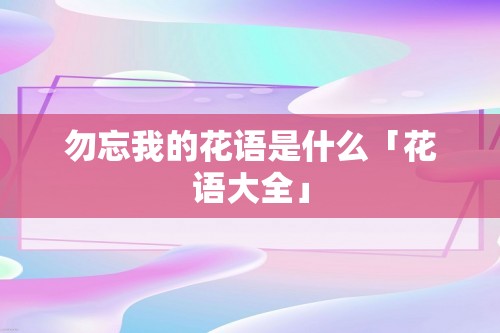 勿忘我的花语是什么「花语大全」