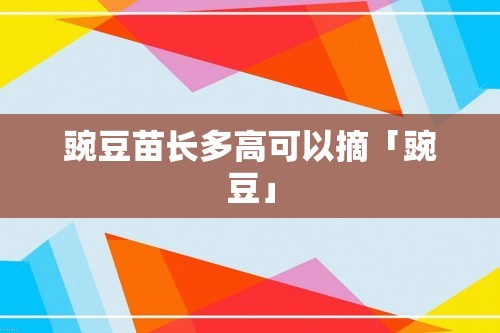 豌豆苗长多高可以摘「豌豆」