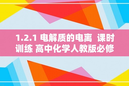 1.2.1 电解质的电离  课时训练 高中化学人教版必修第一册（含解析）