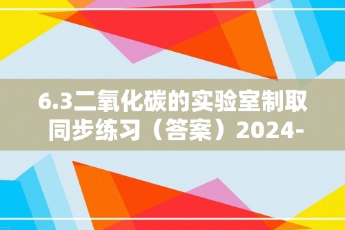 6.3二氧化碳的实验室制取 同步练习（答案）2024-2025九年级人教版（2024）上册