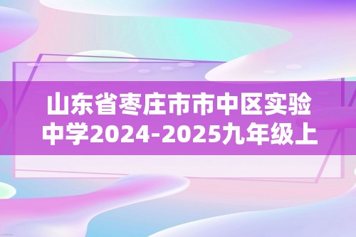 山东省枣庄市市中区实验中学2024-2025九年级上学期12月月考化学试题（图片版无答案）