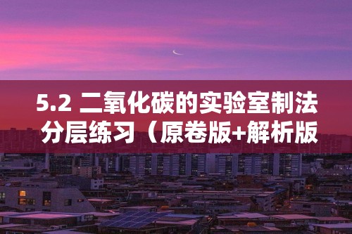 5.2 二氧化碳的实验室制法 分层练习（原卷版+解析版）--沪教版（2024）九年级上册