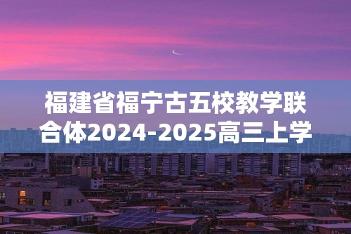 福建省福宁古五校教学联合体2024-2025高三上学期期中化学考试（图片版无答案）