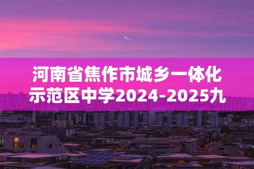 河南省焦作市城乡一体化示范区中学2024-2025九年级（上）联考化学试卷（12月份）（答案）