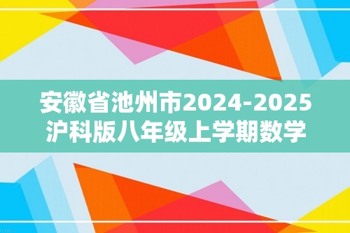 安徽省池州市2024-2025沪科版八年级上学期数学期末模拟卷（一）（含答案）