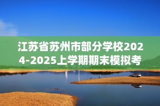 江苏省苏州市部分学校2024-2025上学期期末模拟考试九年级化学试卷（无答案)