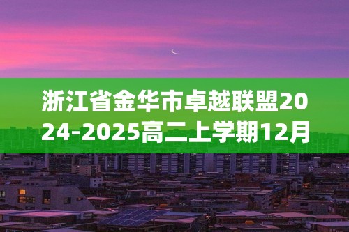 浙江省金华市卓越联盟2024-2025高二上学期12月阶段性联考化学试题 (答案)