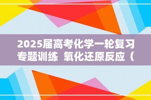 2025届高考化学一轮复习专题训练  氧化还原反应（含解析）