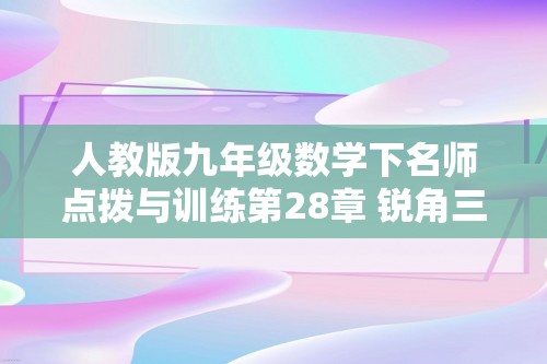 人教版九年级数学下名师点拨与训练第28章 锐角三角函数第28章本章综合素质测评（含解析）